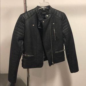 Faux Leather Biker Zip Up Jacket
